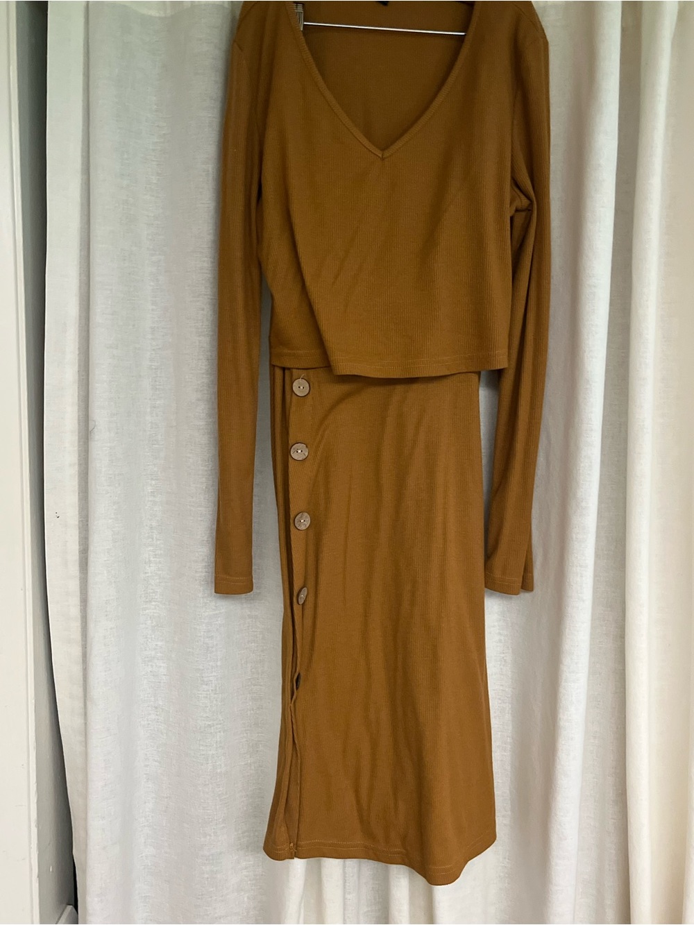 Amazon Maternity Women's Rust Brown Button-Accent Two-Piece Dress